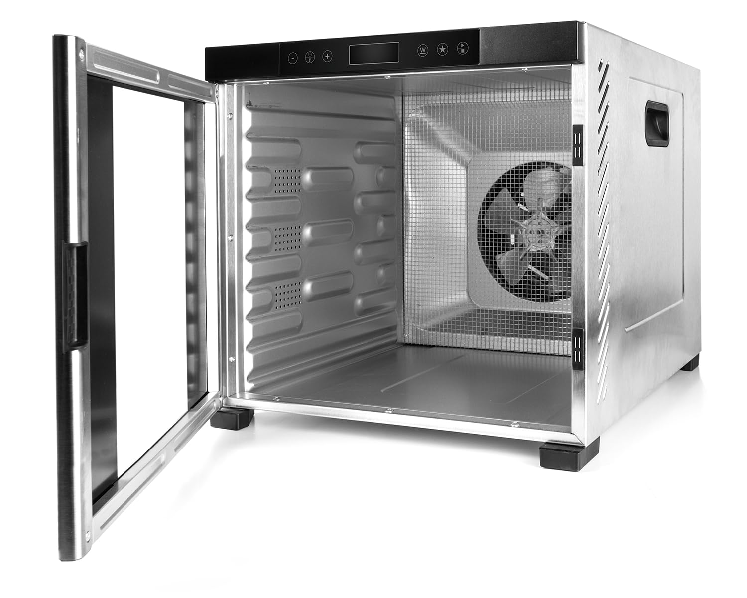 ROMMELSBACHER Dörrautomat DA 1000, XXL-Dörrfläche 1,6 m², inkl. 10 Edelstahl-Dörrtabletts, 2 Dörrgitter, 2 Dörrmatten, LED-Display, 24 Std. Zeitschaltuhr, Temperatur einstellbar (35 °C – 75 °C)